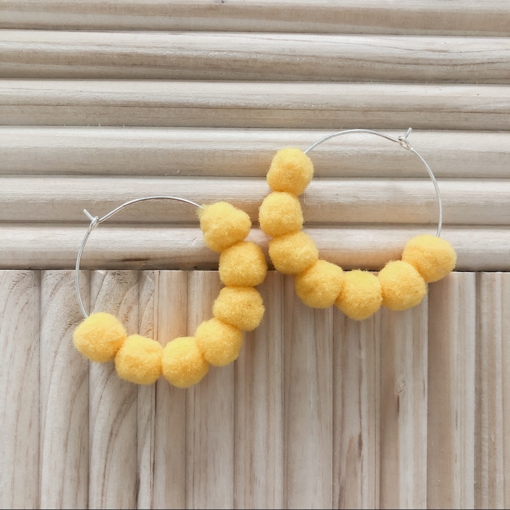 COPY - Yellow Pompom Earrings